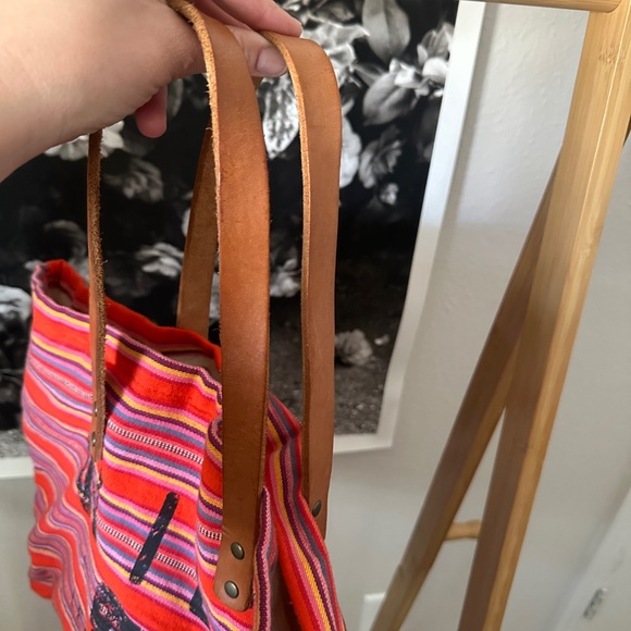 Will Leather Goods Multicolor Striped Tote — red, orange, yellow, pink - Picture 5 of 8